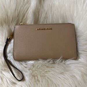 Michael Kors Beige Wristlet Clutch
